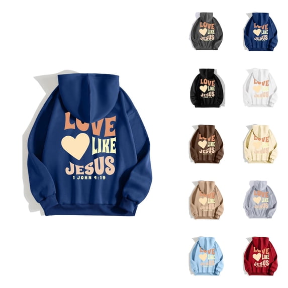 Women's Jesus Hoodie 2025 Trendy Fall Winter Long Sleeve Christian Bible Verse Hooded Sweatshirt with Pockets Pullover Top