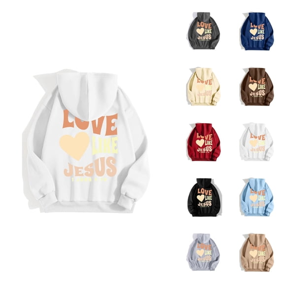 Women's Jesus Hoodie 2026 Casual Long Sleeve Christian Bible Verse Hooded Sweatshirt with Pockets Pullover Top