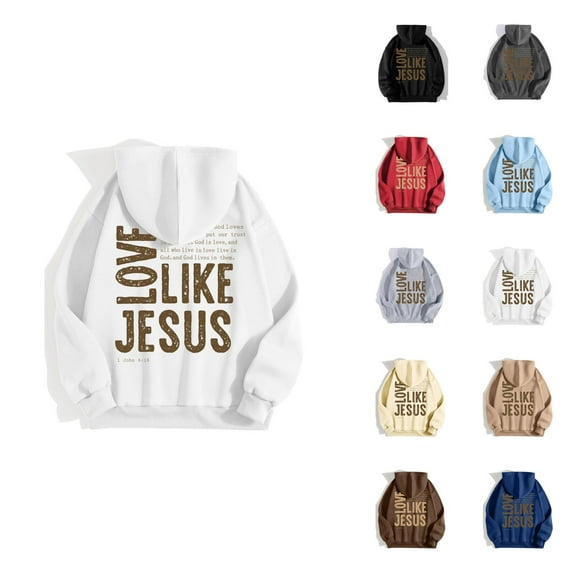Women's Jesus Hoodie 2026 Christian Bible Verse Hooded Sweatshirt Long Sleeve Y2K Graphic Pullover Sweatshirt with Pockets