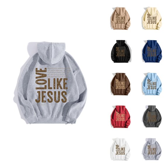 Women's Jesus Hoodie 2026 Christian Love Like Jesus Hooded Sweatshirt Fall Winter Y2K Graphic Pullover Top with Pockets