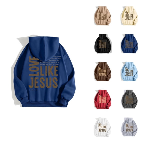 Women's Jesus Hoodie 2026 Christian Love Like Jesus Hooded Sweatshirt Fall Winter Y2K Graphic Pullover Top with Pockets