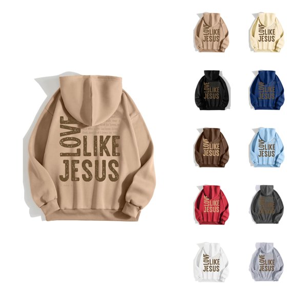 Women's Jesus Hoodie 2026 Christian Love Like Jesus Hooded Sweatshirt Fall Winter Y2K Graphic Pullover Top with Pockets