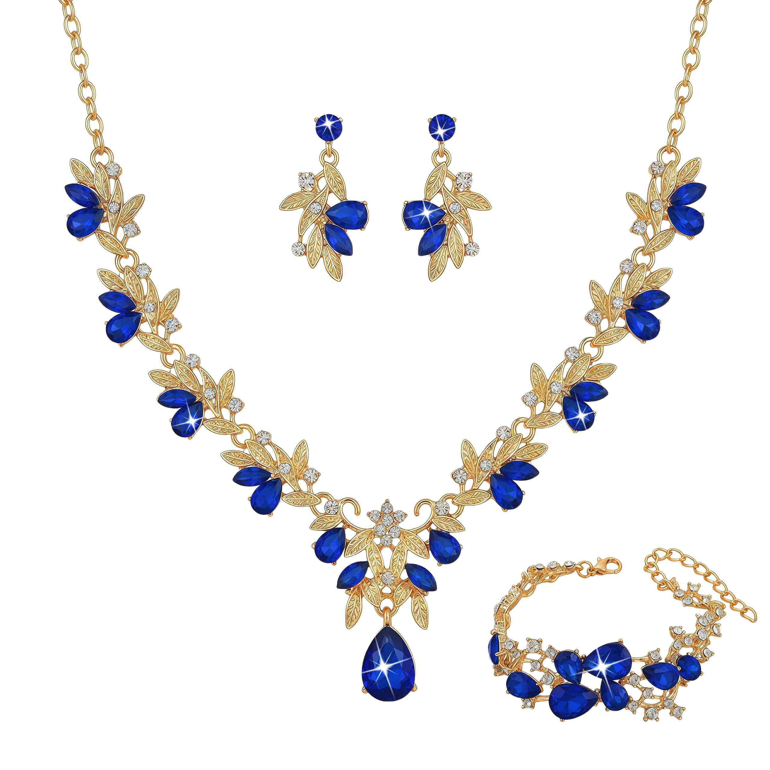 royal blue dress jewelry Silver Alloy Rhinestone Earrings Crystal Pendant Necklace Bridal Set hide_us Amy's Creative Pursuits: How 颜色:Grey wedding etc