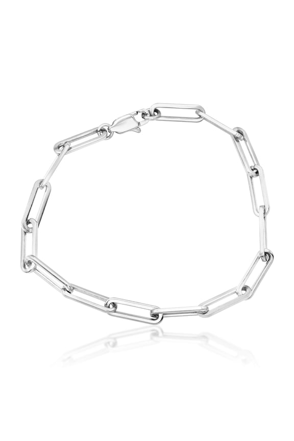 Trendy Paperclip Chain Bracelet, Stainless Steel Link Chain, 7.5 Inch Silver Tone Jewelry Bracelet Silver