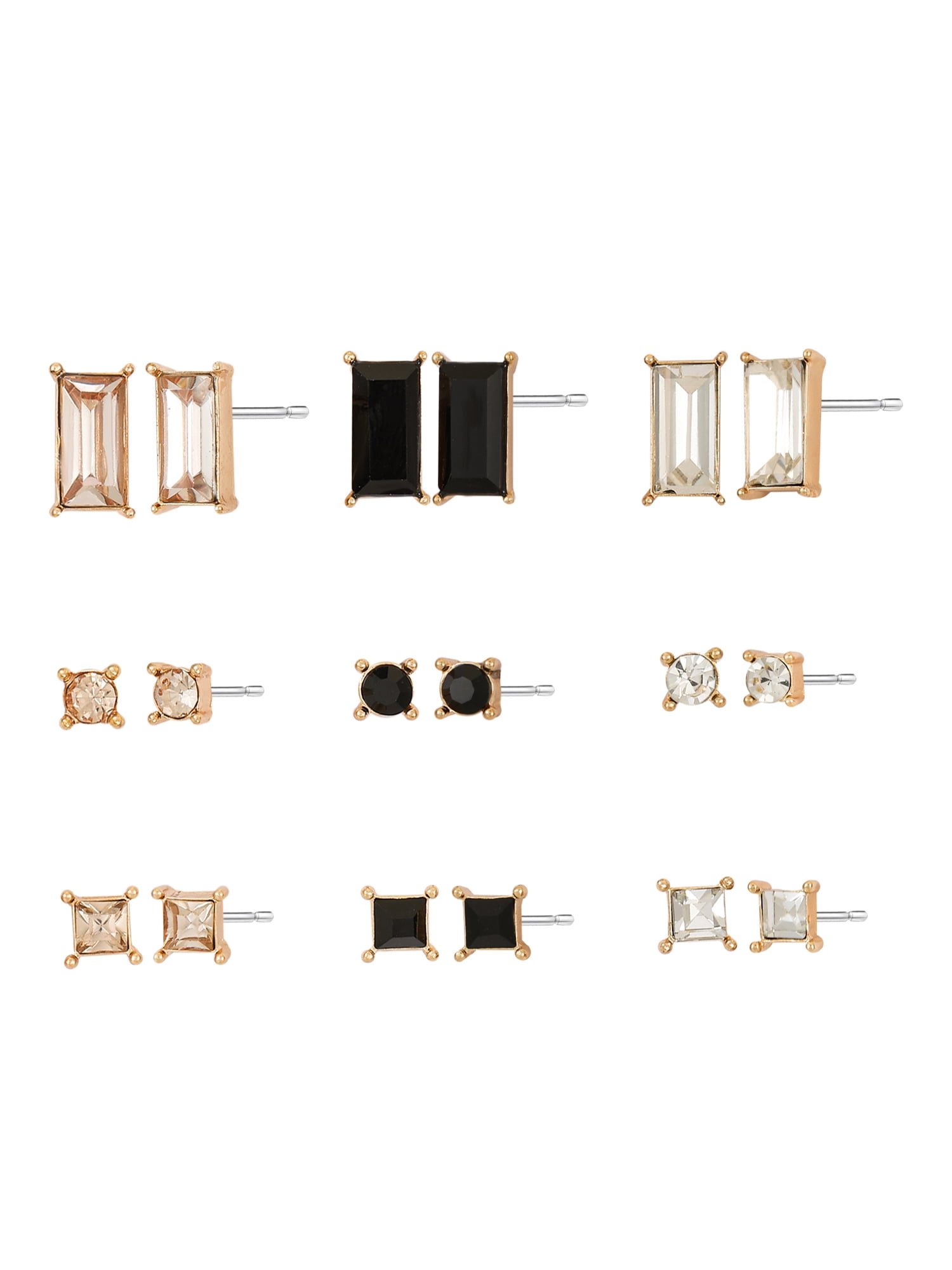 Women's Jewelry Stud Earring Collection, 9 Pairs