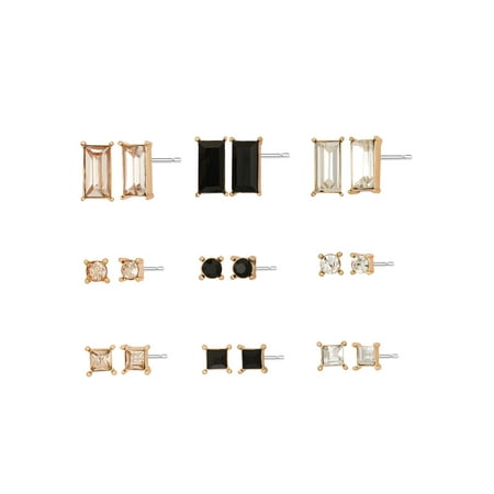 Women's Jewelry Stud Earring Collection, 9 Pairs