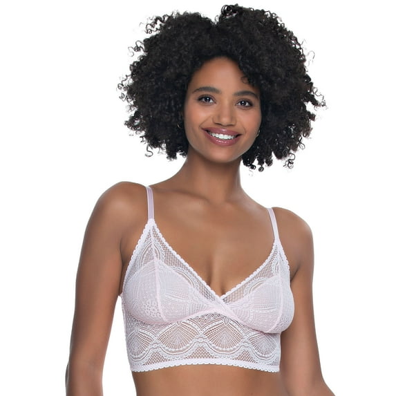 Felina Finesse Cami Bralette - Stretchy Lace Bralettes For Women - Sexy and Comfortable (Barely Pink, 1X-2X)
