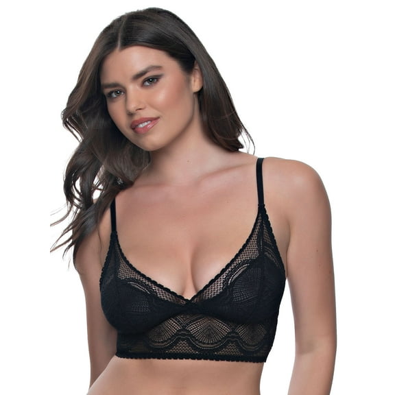 Felina Finesse Cami Bralette - Stretchy Lace Bralettes For Women - Sexy and Comfortable (Black, L-XL)