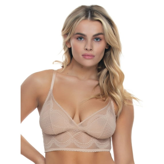 Felina Finesse Cami Bralette - Stretchy Lace Bralettes For Women - Sexy and Comfortable (Warm Nude, 1X-2X)
