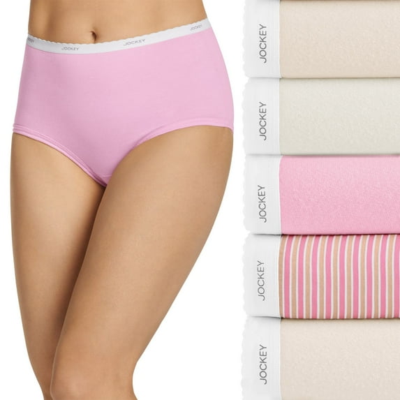 Women's Jockey® Classic 5-Pack Cotton Brief Panty Set 1743 Color: Pink Size: 9