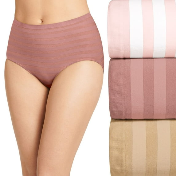 Women's Jockey® Matte & Shine Seamless Full Rise Brief Panty 1218 Color: Shell Pink Asst Size: 7