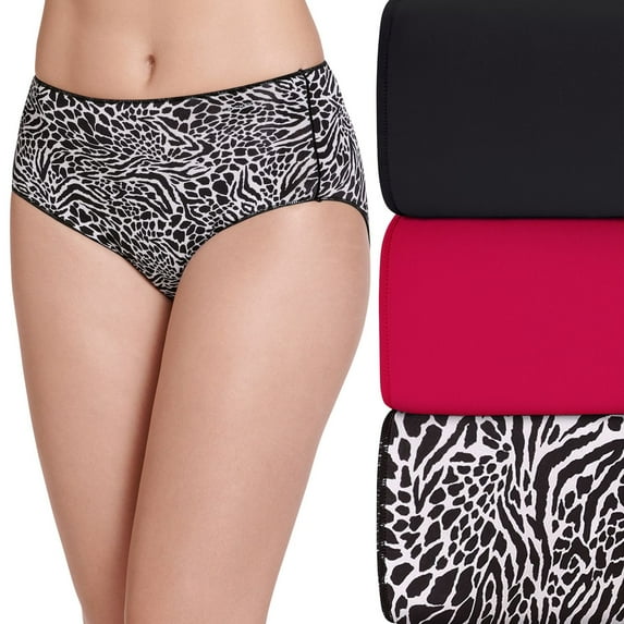 Women's Jockey® No Panty Line Promise® 3-Pack Hip Brief Panty Set 1772 Color: Mixed Animal Size: 7