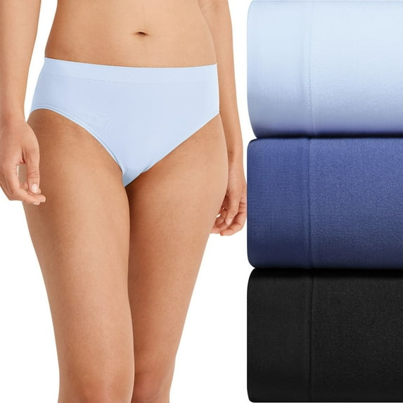 Women's Jockey® Seamfree® 3-pk. Hi-Cut Panty 4392 Color: Multi Blue Black Size: LARGE