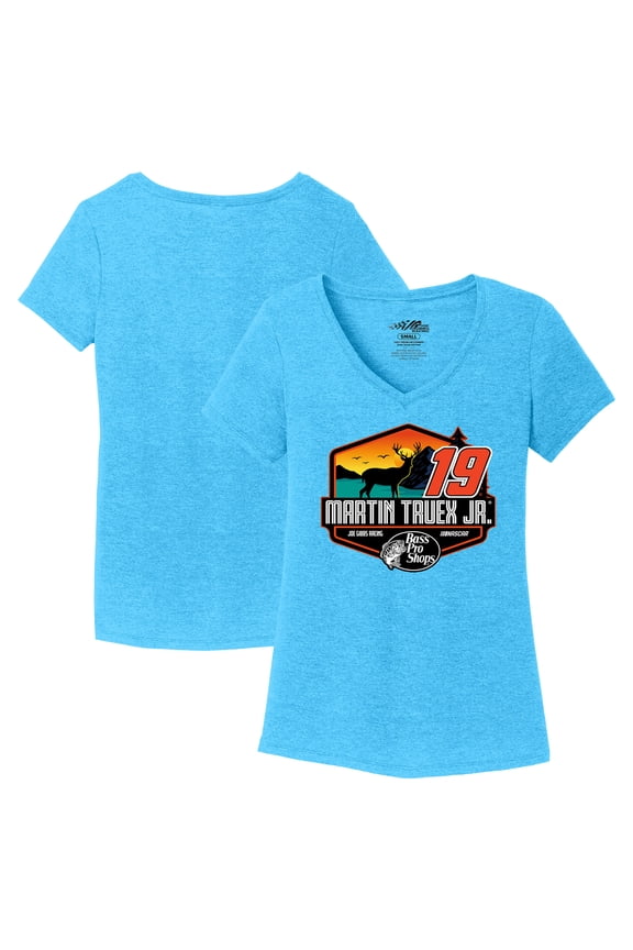 Women's Joe Gibbs Racing Team Collection Teal Martin Truex Jr Tri-Blend V-Neck T-Shirt