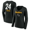 thumbnail image 1 of Women's Joey Porter Jr. Black Pittsburgh Steelers Team Wordmark Player Name & Number Long Sleeve V-Neck T-Shirt, 1 of 3