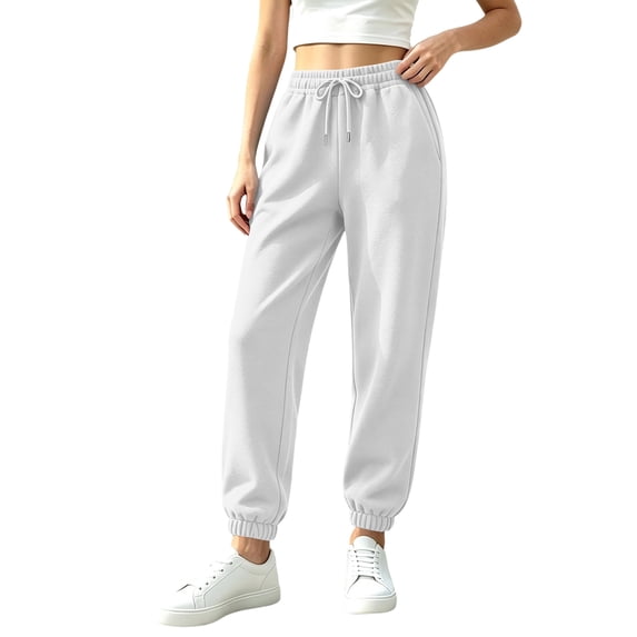 Women's Jogger Pants Drawstring Elastic Waist Loose Fit Solid Color Casual Sweatpants Lounge Pants with Pockets