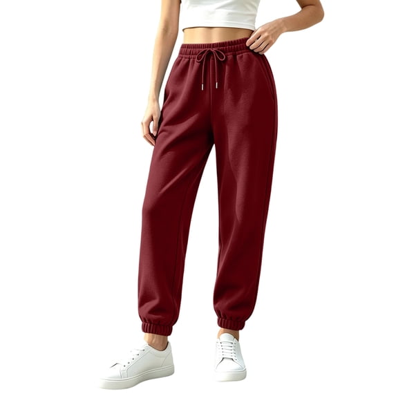 Women's Jogger Pants Drawstring Elastic Waist Loose Fit Solid Color Casual Sweatpants Lounge Pants with Pockets