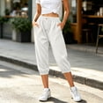 thumbnail image 1 of Women's Jogger Pants Side Pockets Baeitkot Women's Fashion Casual Solid Color Loose Elastic Waist Cropped Jogger Pants Side Pockets White XXL, 1 of 8