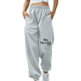 thumbnail image 1 of Women’s Jogger Sweatpants High Waisted Pants with Pockets Drawstring Wide Leg Cargo Trousers Baggy Jogging Workout Tracksuit Bottoms, 1 of 5