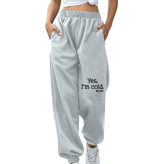Women’s Jogger Sweatpants High Waisted Pants with Pockets Drawstring Wide Leg Cargo Trousers Baggy Jogging Workout Tracksuit Bottoms