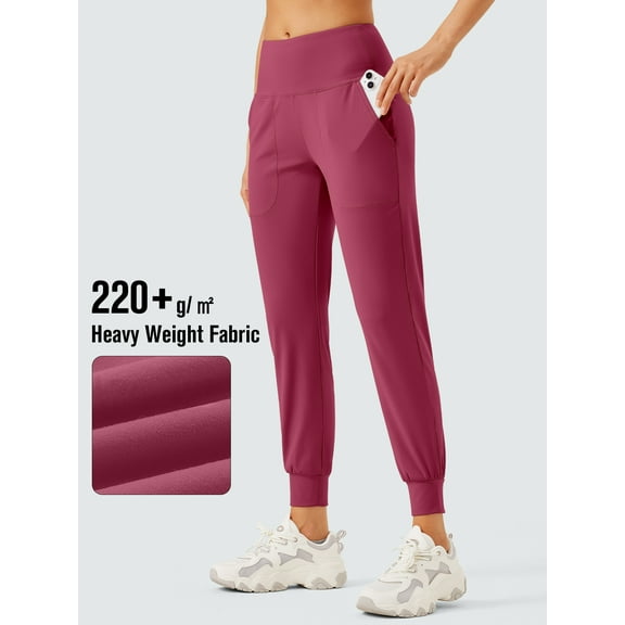 Women's Joggers Pants Lightweight Athletic Leggings High Waisted Tapered Lounge Pants for Workout, Yoga, Running Burgundy XXL