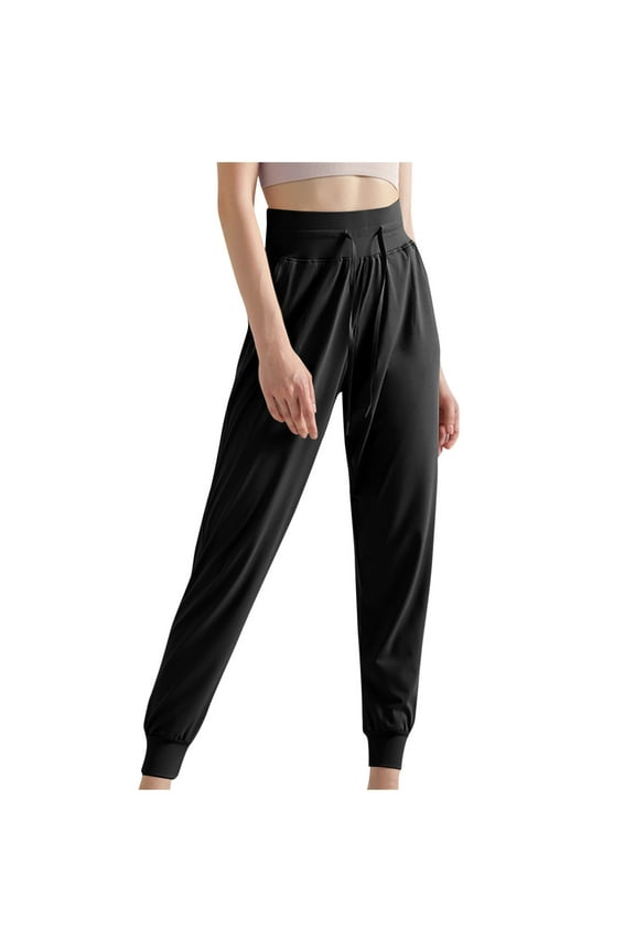Women's Joggers Pants Lightweight Athletic Leggings Tapered Lounge Pants for Workout, Yoga, Running Black L