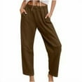 thumbnail image 1 of Women's Joggers Pants Pockets Solid Waisted Casual Trousers with Workout Loose Pants Brown (XL), 1 of 9