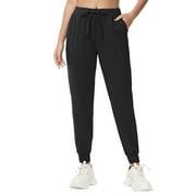 Women's Joggers Pants Running Sweatpants with Zipper Pockets for Yoga Workout Hiking Black L