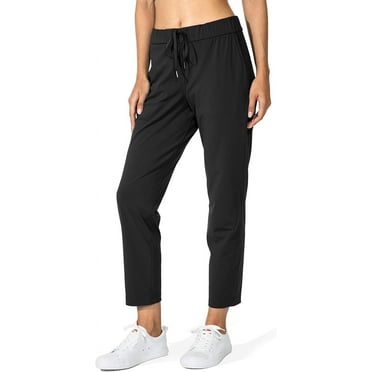 Women's Joggers Sweatpants Pants with Deep Pockets Ladies Stretch Workout Pants for Yoga,Golf, Athletic, Gym,Lounge,Travel, Work,Running Black Spandex