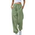 thumbnail image 1 of Women's Joggers Sweatpants Lounge Baggy High Waist Track Pants with Pockets Drawstring Cinch Bottom Green M, 1 of 5
