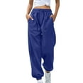 thumbnail image 1 of Women's Joggers Sweatpants Lounge Baggy High Waist Track Pants with Pockets Drawstring Cinch Bottom Royal Blue M, 1 of 2