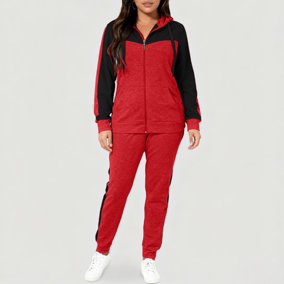 Women's Jogging Set Two Piece Sportswear Long Sleeved Zipper Top And Sweatpants Sportswear Set