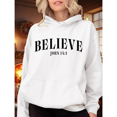 thumbnail image 1 of Women's John 14:1 "Believe" Graphic Breathable Hoodie Casual Comfortable Hooded long-sleeved White S-2XL, 1 of 6