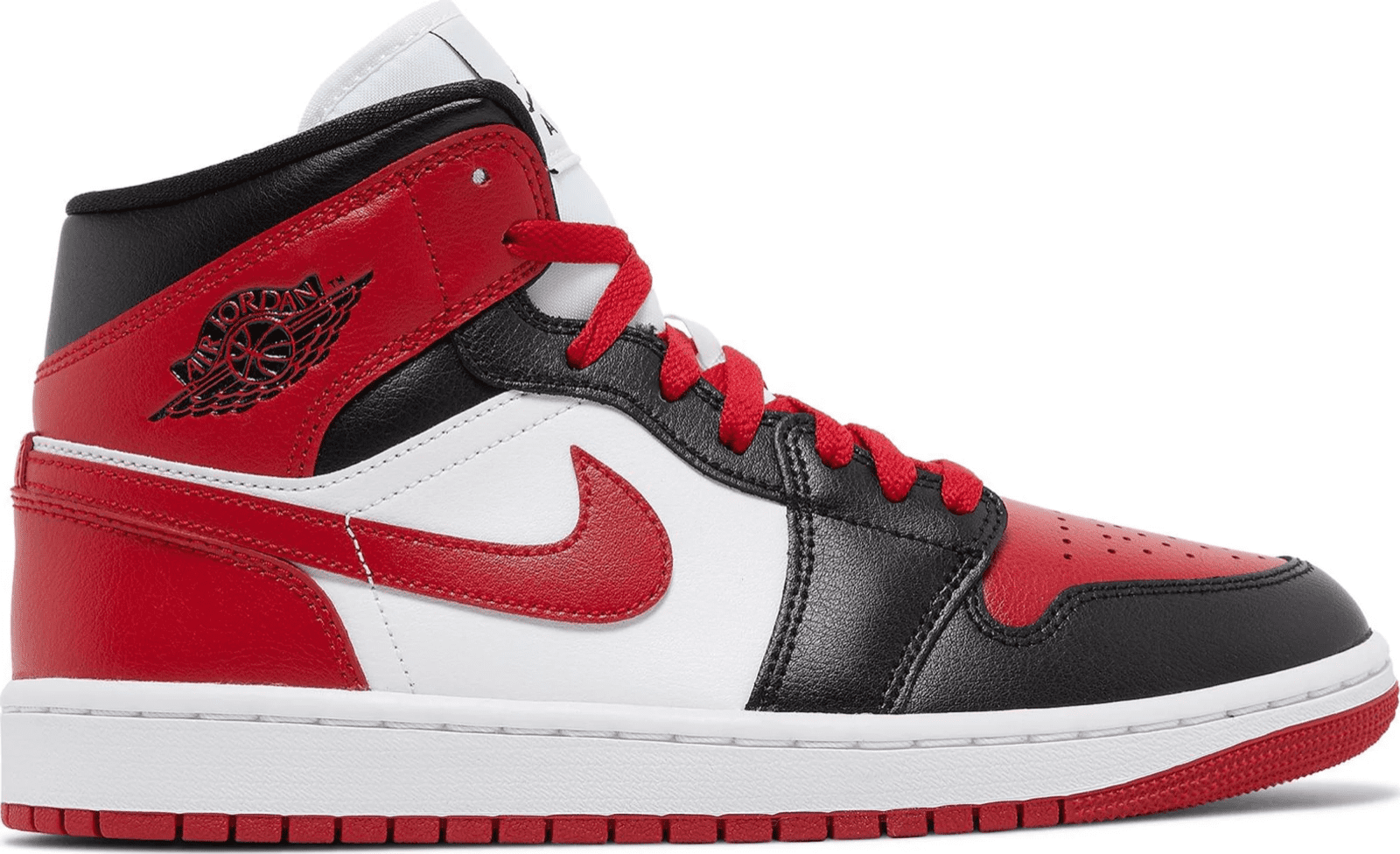 jordan 1 mid red and black and white