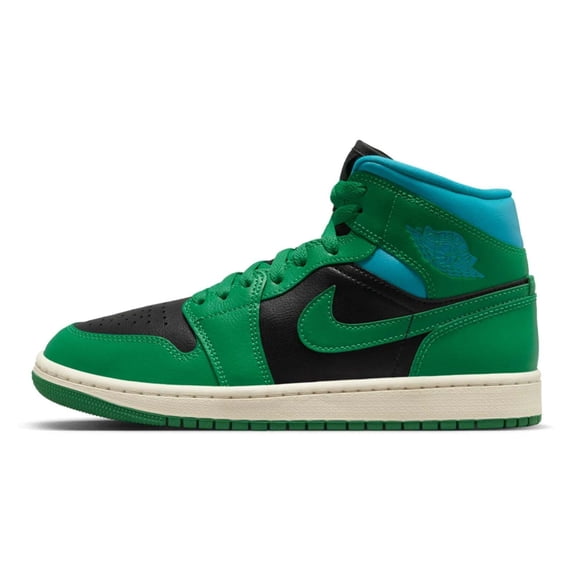 Women's Jordan 1 Mid Black/Lucky Green-Aquatone (BQ6472 033) - 10.5