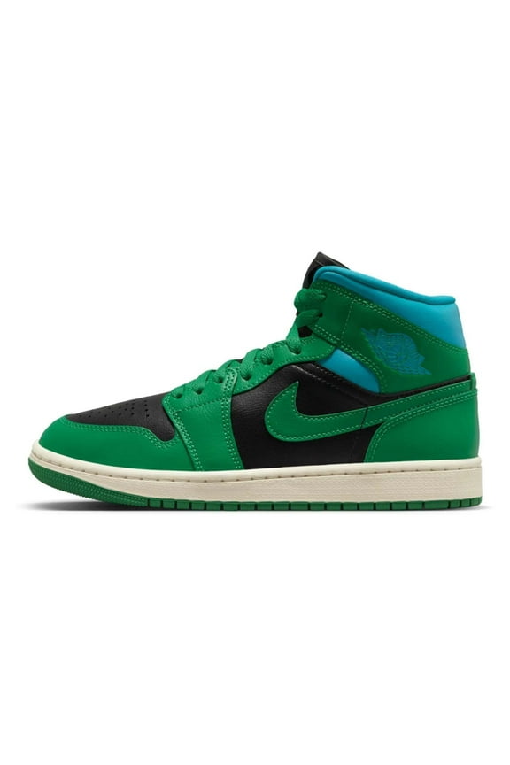 Women's Jordan 1 Mid Black/Lucky Green-Aquatone (BQ6472 033) - 6