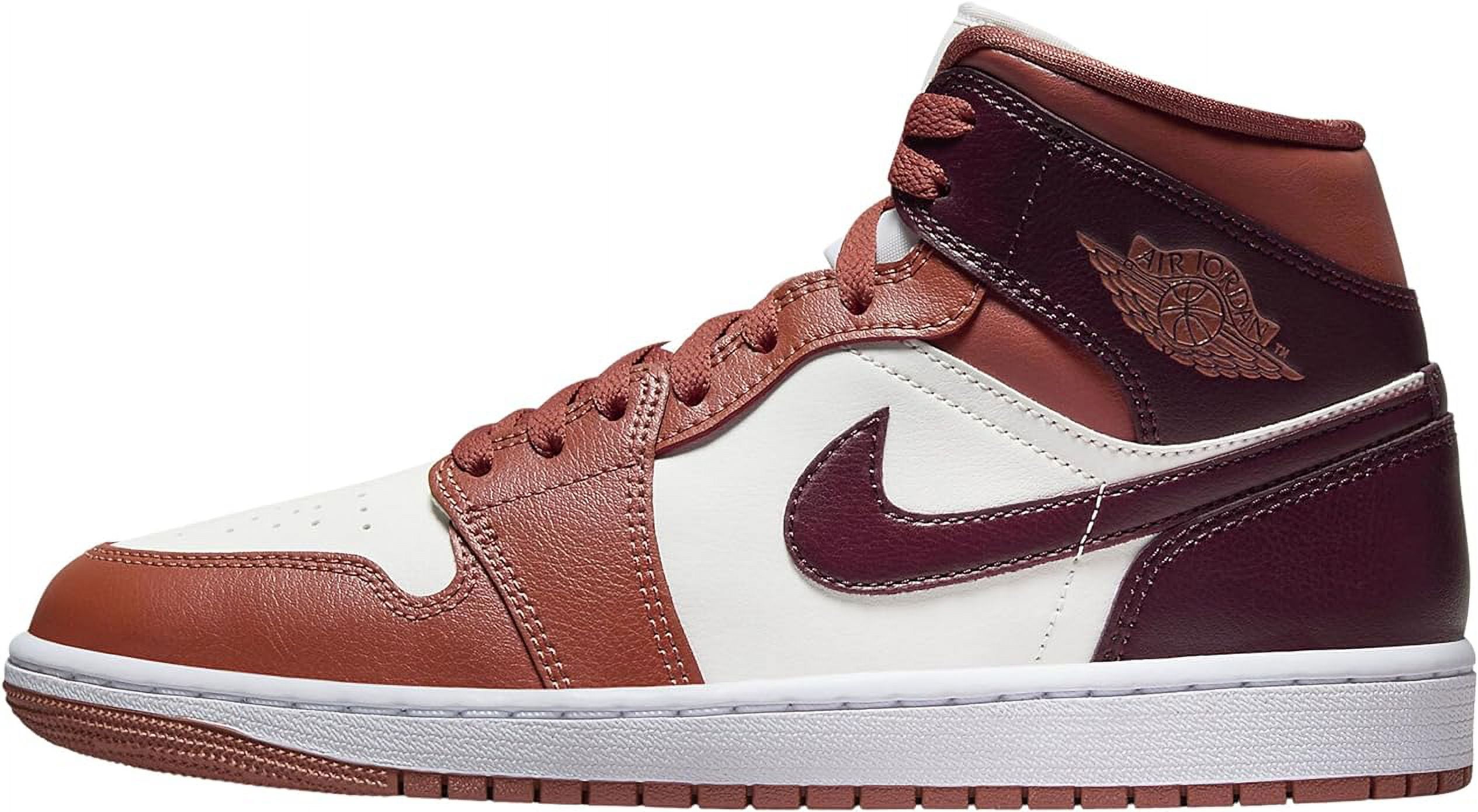 国内配送 NIKE WMNS AIR JORDAN 1 MID DUSTY PEACH/NIGHT MAROON Women's Jordan 1 Mid Dusty Peach/Night Maroon-Sail (BQ6472