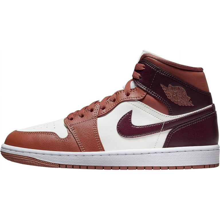 Women s Jordan 1 Mid Dusty Peach Night Maroon Sail BQ6472 200 6 Walmart