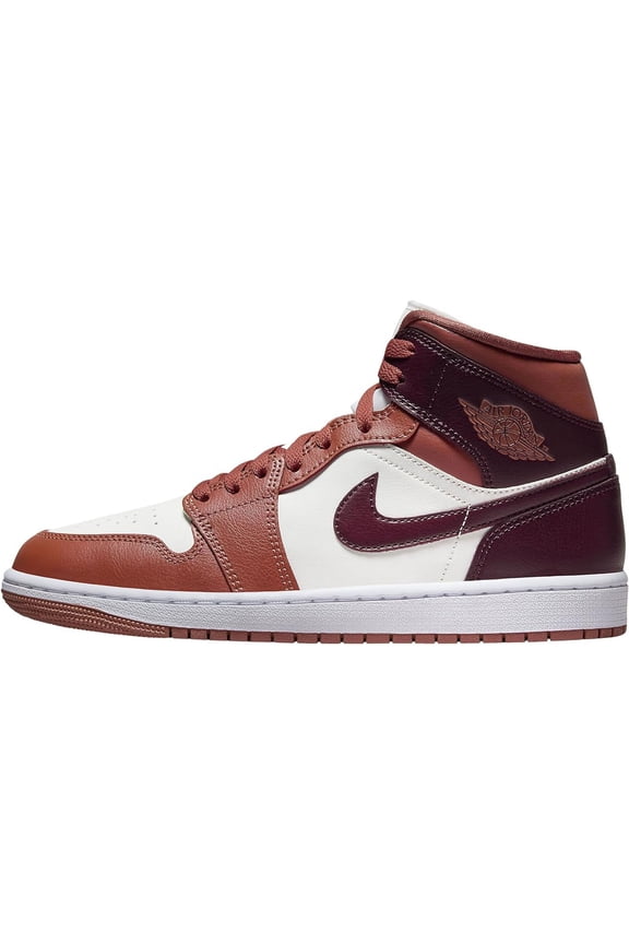 Women's Jordan 1 Mid Dusty Peach/Night Maroon-Sail (BQ6472 200) - 7