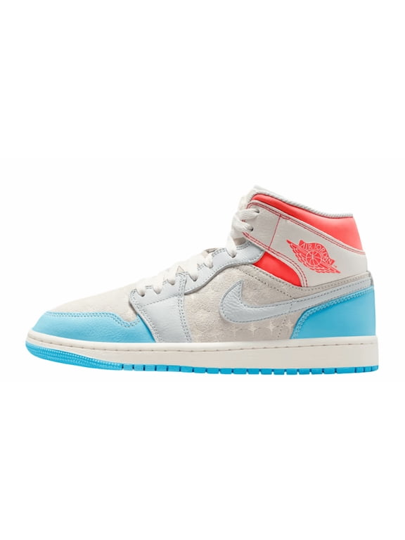 Women's Jordan 1 Mid Sail/Blue Chill-Hot Lava (IM7420 133) - 8