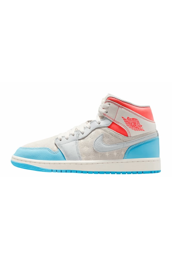 Women's Jordan 1 Mid Sail/Blue Chill-Hot Lava (IM7420 133) - 9