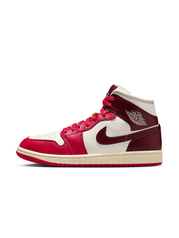 Women's Jordan 1 Mid Sail/Dark Team Red (BQ6472 119) - 9