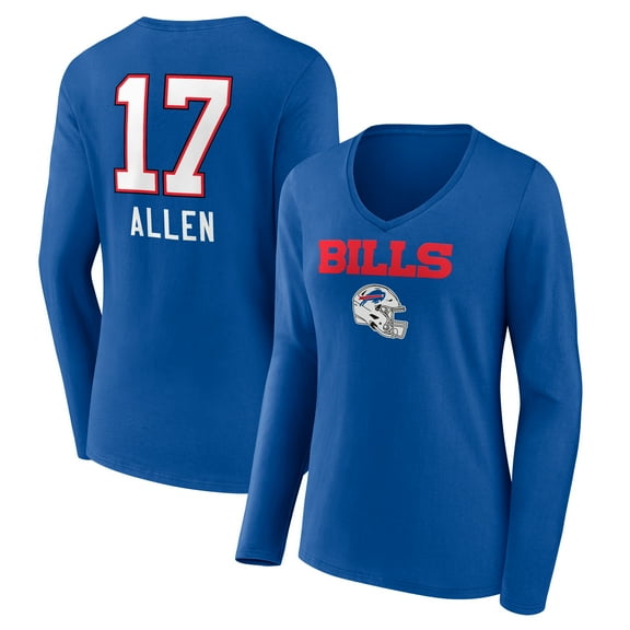 Women's Josh Allen Buffalo Bills Royal Team Wordmark Long Sleeve V-Neck T-Shirt