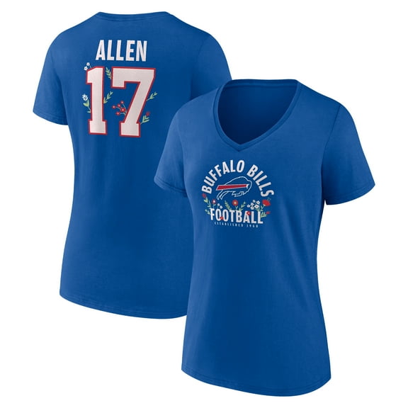 Women's Josh Allen Royal Buffalo Bills Floral Name & Number V-Neck T-Shirt