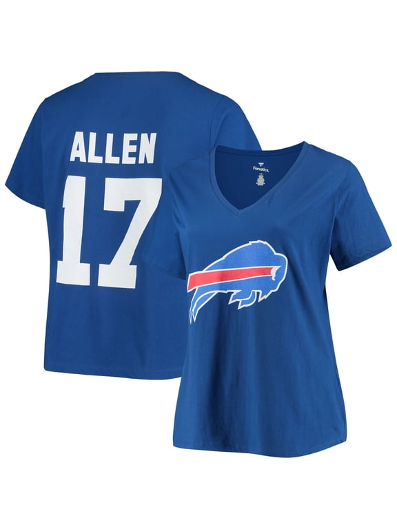 Women's Fanatics Josh Allen Royal Buffalo Bills Plus Size Name & Number V-Neck T-Shirt