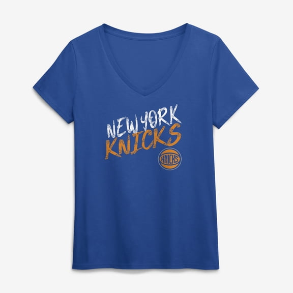 Women's Josh Hart Blue New York Knicks Hustle Name & Number V-Neck T-Shirt