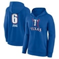 thumbnail image 1 of Women's Josh Jung Royal Texas Rangers Fastball Player Name & Number Pullover Hoodie, 1 of 3