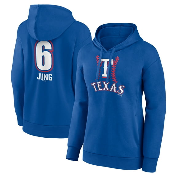 Women's Josh Jung Royal Texas Rangers Fastball Player Name & Number Pullover Hoodie