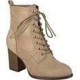 Women's Journee Collection Baylor Heeled Granny Bootie Taupe Faux Suede ...