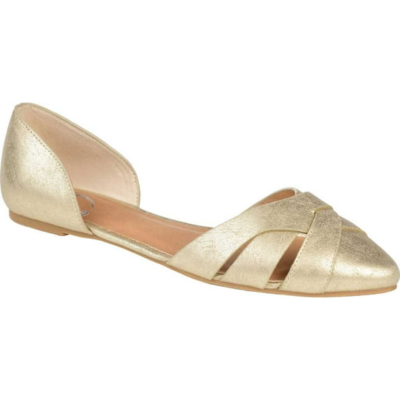 Women's Journee Collection Brandee Flat Gold Faux Leather 8.5 M